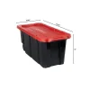 Husky Heavy Duty Stackable Storage Tote With Wheels, 45 Gal, 45.24 x 20.87 x 18.96 in, Black/Red Lid