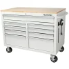 Husky Mobile Workbench With 9 Drawers, Hardwood Top And Power Connection, 117 cm W x 62 cm D - High-Gloss Black