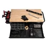 Husky Mobile Workbench With 9 Drawers, Hardwood Top And Power Connection, 117 cm W x 62 cm D - High-Gloss Black