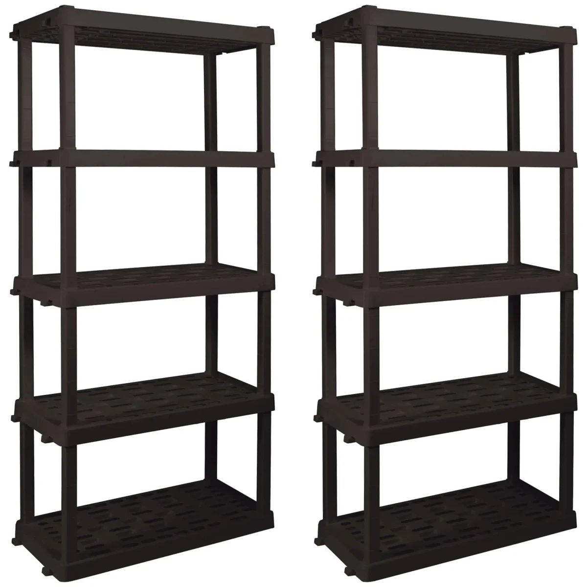 Hyper Tough 5-Tier Shelving Unit, W36 x D18 x H74in, Black, Pack Of 2