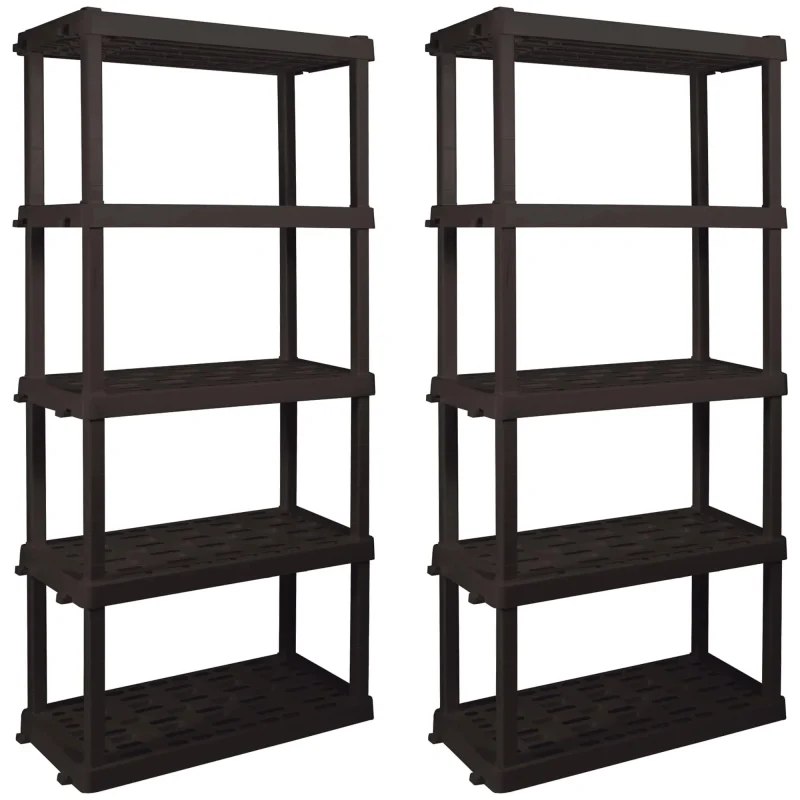 Hyper Tough 5-Tier Shelving Unit, W36 x D18 x H74in, Black, Pack Of 2