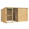 i.Pet Extra-Large Outdoor Wooden Log-Style Dog House With Insulated Bed, 2.28m - Brown