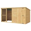 i.Pet Extra-Large Outdoor Wooden Log-Style Dog House With Insulated Bed, 2.28m - Brown