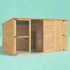 i.Pet Extra-Large Outdoor Wooden Log-Style Dog House With Insulated Bed, 2.28m - Brown