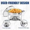 IMACONE 5QT Stainless Steel Round Chafing Dish Buffet Set, 2-Pack With Glass Lid