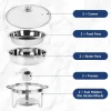 IMACONE 5QT Stainless Steel Round Chafing Dish Buffet Set, 2-Pack With Glass Lid