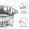 IMACONE 5QT Stainless Steel Round Chafing Dish Buffet Set, 2-Pack With Glass Lid