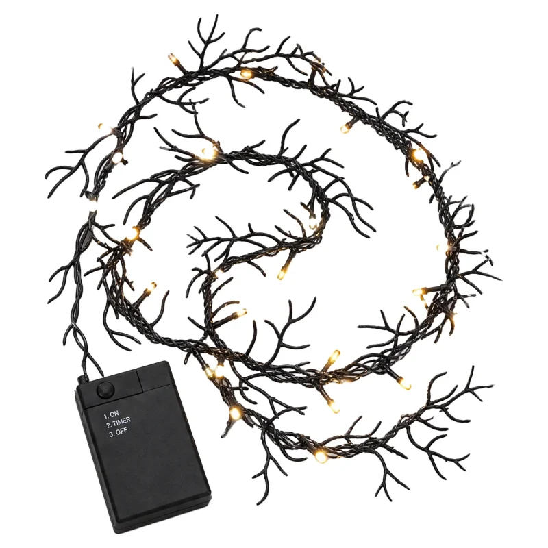 Indoor 36-Count Battery-Operated LED Garland Lights, Warm White, 5', Halloween by Way To Celebrate