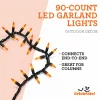Indoor/Outdoor 90-Count LED Garland Lights, Orange, 9', Halloween by Way To Celebrate