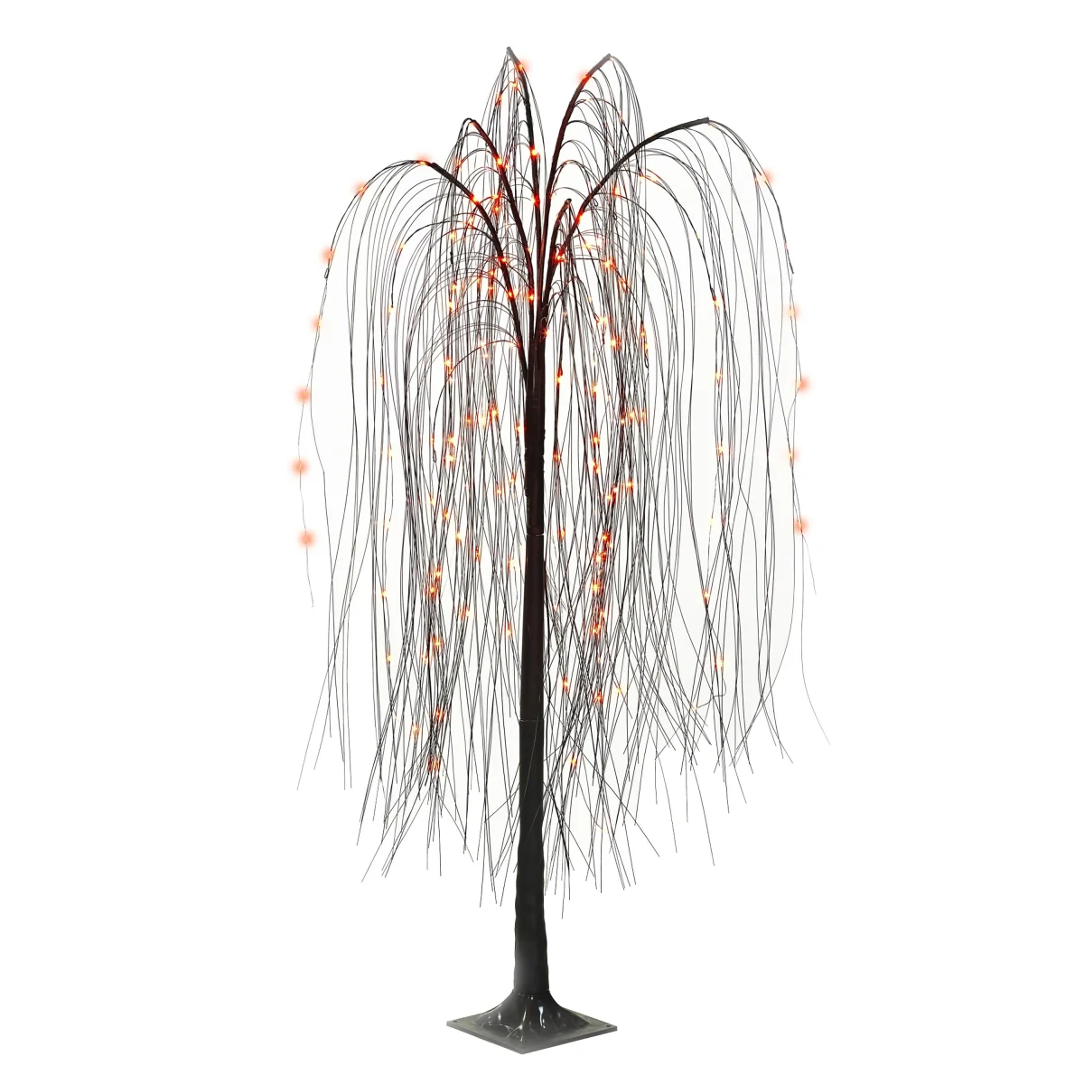 Indoor/Outdoor Battery-Operated 8-Function LED Color-Changing Willow Tree, Orange and Purple, 48", Halloween by Way To C