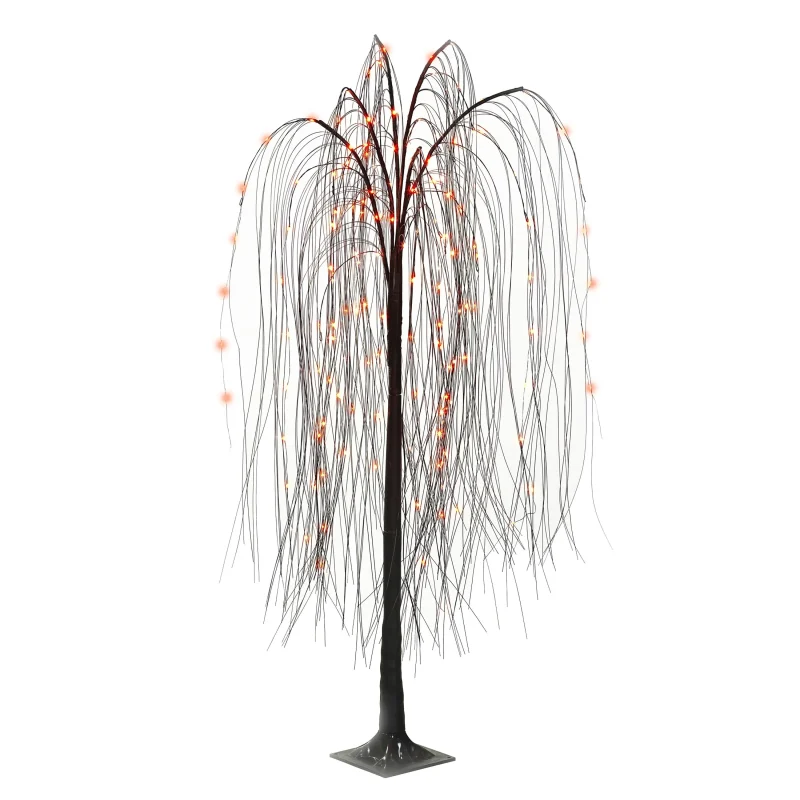 Indoor/Outdoor Battery-Operated 8-Function LED Color-Changing Willow Tree, Orange and Purple, 48", Halloween by Way To C