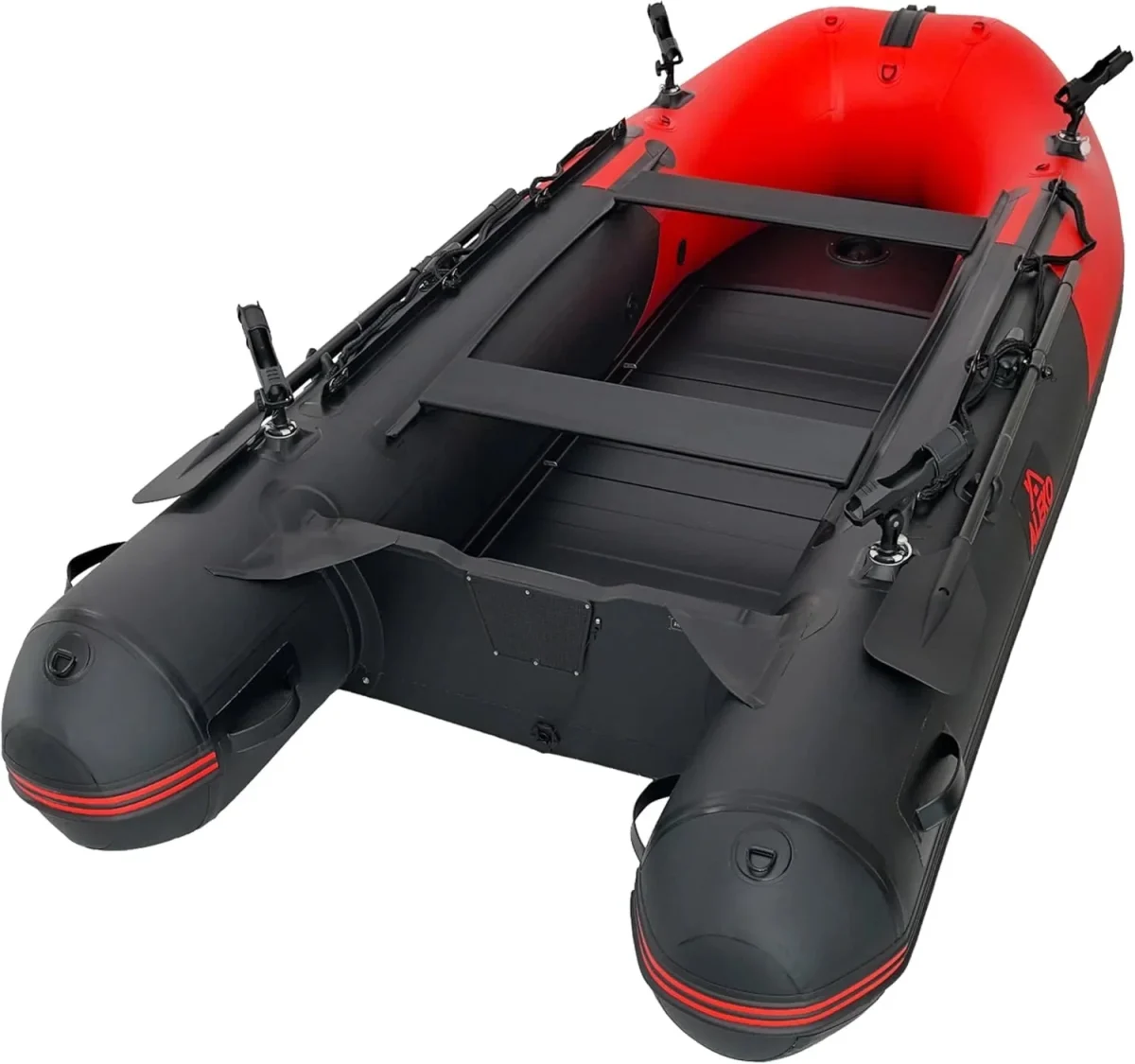 Inflatable Dinghy Fishing Boat, 8'5, 3-Person, Red/Black, Aluminum Floor - BT85RBK