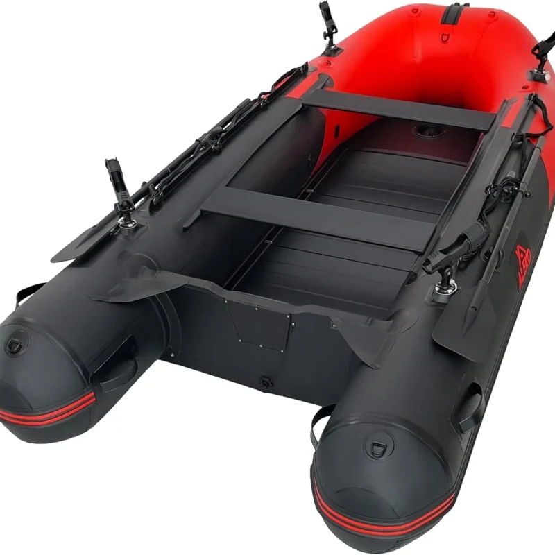 Inflatable Dinghy Fishing Boat, 8'5, 3-Person, Red/Black, Aluminum Floor - BT85RBK