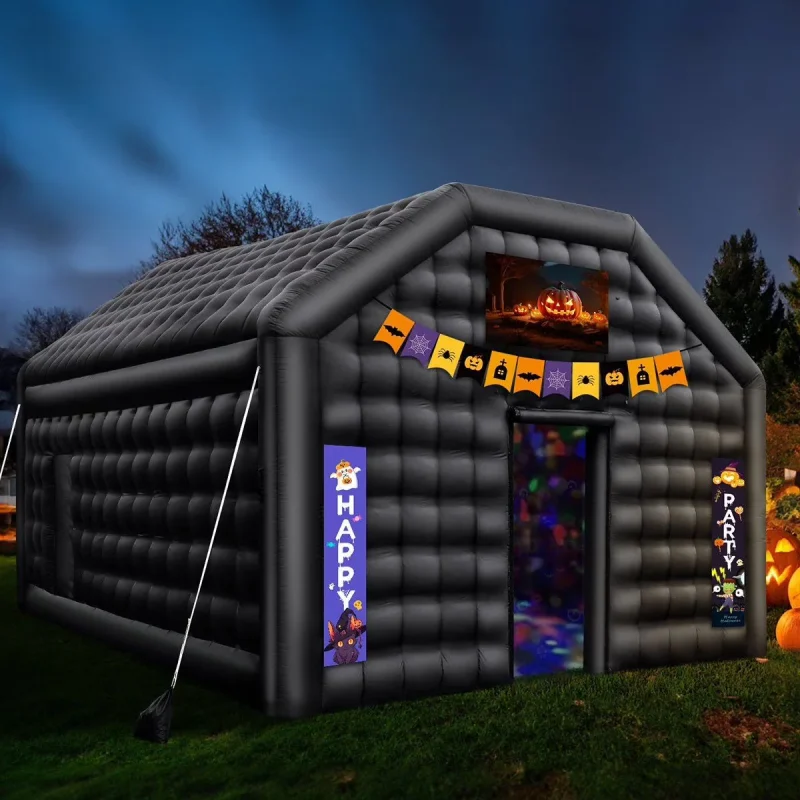 Inflatable Nightclub Party Tent With Lights, 19.7 x 16.4 x 12 Ft