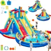 Inflatable Water Slide Bounce House With 550 W Blower, 8-In-1, 467 x 367 x 257 cm