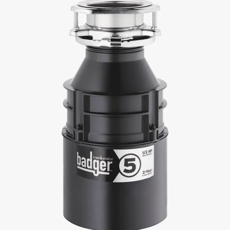 InSinkErator Badger 5 1/2 HP Garbage Disposal, Black, 6.75 in x 12.625 in