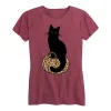 Instant Message - Black Cat On Leopard Pumpkin Women's Short Sleeve Graphic T-Shirt
