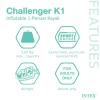 Intex Challenger K1 1-Person Inflatable Fishing Kayak Set, 108 x 30 x 13 Inches, 220-Pound Capacity