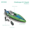 Intex Challenger K1 1-Person Inflatable Fishing Kayak Set, 108 x 30 x 13 Inches, 220-Pound Capacity