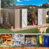 IRONCK Metal Outdoor Storage Shed, 10x12ft, Brown