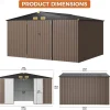 IRONCK Metal Outdoor Storage Shed, 10x12ft, Brown