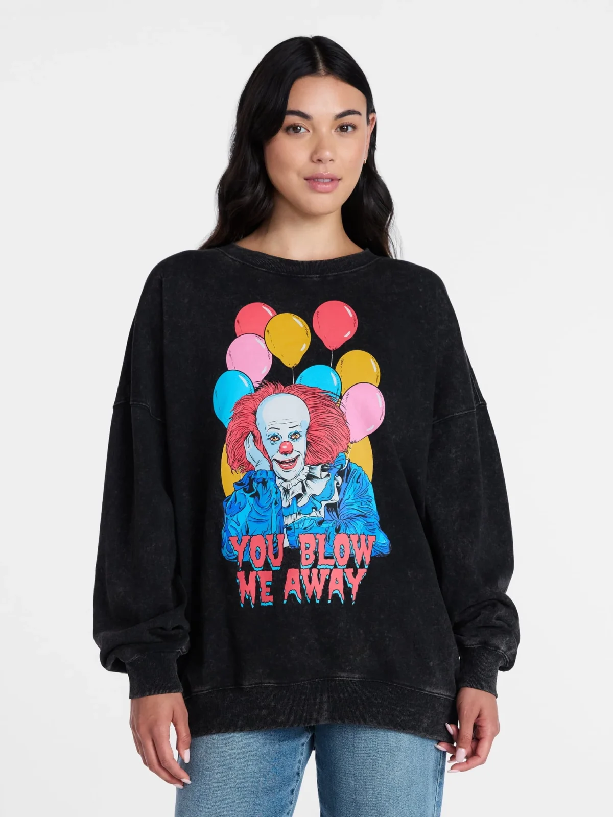 IT Women’s Pennywise Halloween Graphic Print Sweatshirt, Sizes XXS–XXL