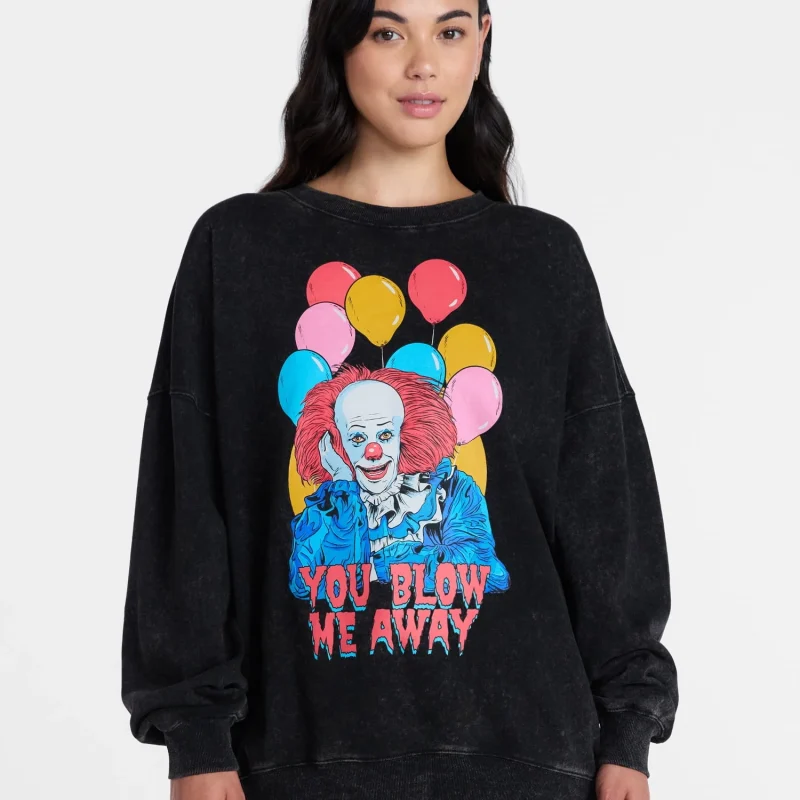 IT Women’s Pennywise Halloween Graphic Print Sweatshirt, Sizes XXS–XXL