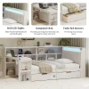 Ivery Furniture L-Shaped Upholstered Daybed With Desk, Bookcase, LED Headboard And Storage