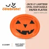 Jack-o'-Lantern Oval Disposable Paper Plates, Multicolor, 12" x 10", 8 Count, Halloween by Way To Celebrate