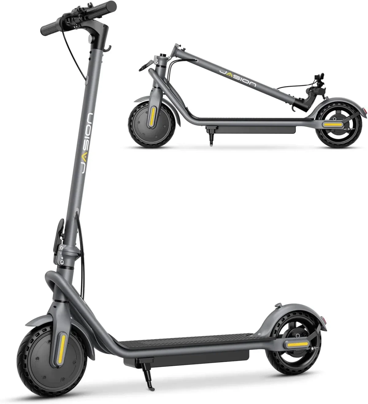 Jasion Electric Kick Scooter, 500W Peak, Up To 15.5 MPH, 19 Miles, Grey - JS2