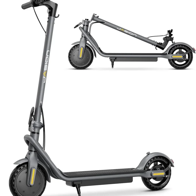 Jasion Electric Kick Scooter, 500W Peak, Up To 15.5 MPH, 19 Miles, Grey - JS2