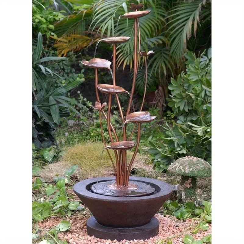 Jeco Lotus Outdoor Fountain, 38 in H x 17 in W x 17 in D - Acqua Di Loto