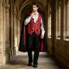 JOANKDMI Mens Gothic Vampire Costume Set with Stand Collar Cape Vest and Ruffle Shirt Classic Aristocrat Dracula Outfit