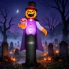 Joyfy 12 ft Giant Halloween Inflatable Pumpkin Ghost Vampire with Skull Decoration with Built-in LEDs, Ghost Halloween D
