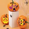 Joyfy 16 Faces Halloween Pumpkin Decorations Stickers Foam Craft Kit, 18 Sheets 16 Designs Halloween Party Favors for Ki