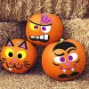 Joyfy 16 Faces Halloween Pumpkin Decorations Stickers Foam Craft Kit, 18 Sheets 16 Designs Halloween Party Favors for Ki