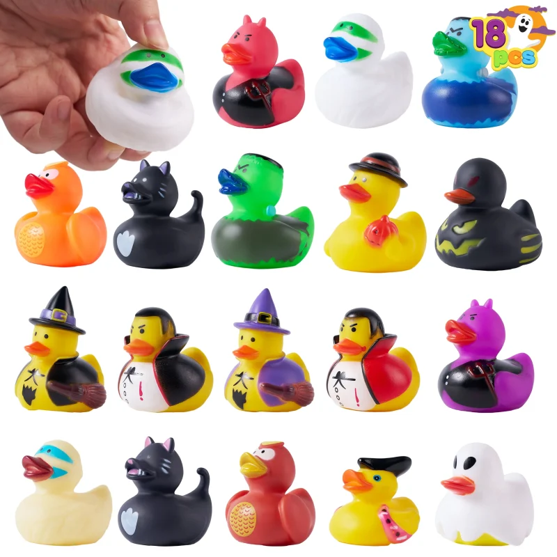 Joyfy 18 PCS Halloween Rubber Ducks for Halloween Goodie Bag Fillers, Trick or Treating Ducky Duck Bulk Toys Party Favor