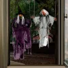 Joyfy 2 Packs Halloween Decorations Outdoor Hanging Ghosts, Light Up 3.9ft Witch and 3ft Pumpkin Face Creepy Decorations