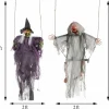 Joyfy 2 Packs Halloween Decorations Outdoor Hanging Ghosts, Light Up 3.9ft Witch and 3ft Pumpkin Face Creepy Decorations