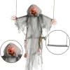 Joyfy 2 Packs Halloween Decorations Outdoor Hanging Ghosts, Light Up 3.9ft Witch and 3ft Pumpkin Face Creepy Decorations