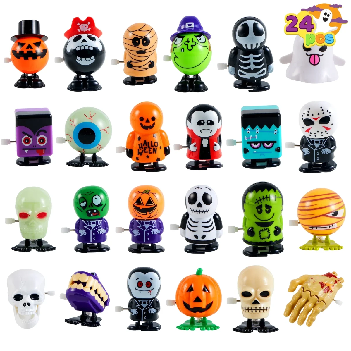 Joyfy 24 Pcs Halloween Wind Up Toys for Kids Gifts, Toys Bulk for Halloween Party Favors, Goody Treat Bag Stuffers Fille