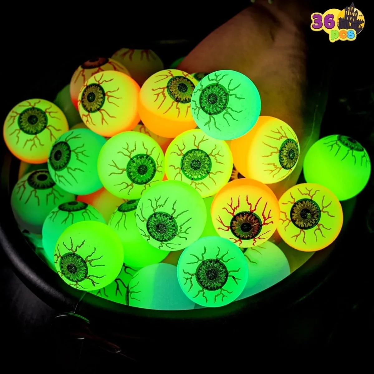 Joyfy 36 Pcs Halloween Bouncy Balls, Glow in The Dark Bouncy Balls Halloween Toys for Kids, for Trick or Treaters, Hallo