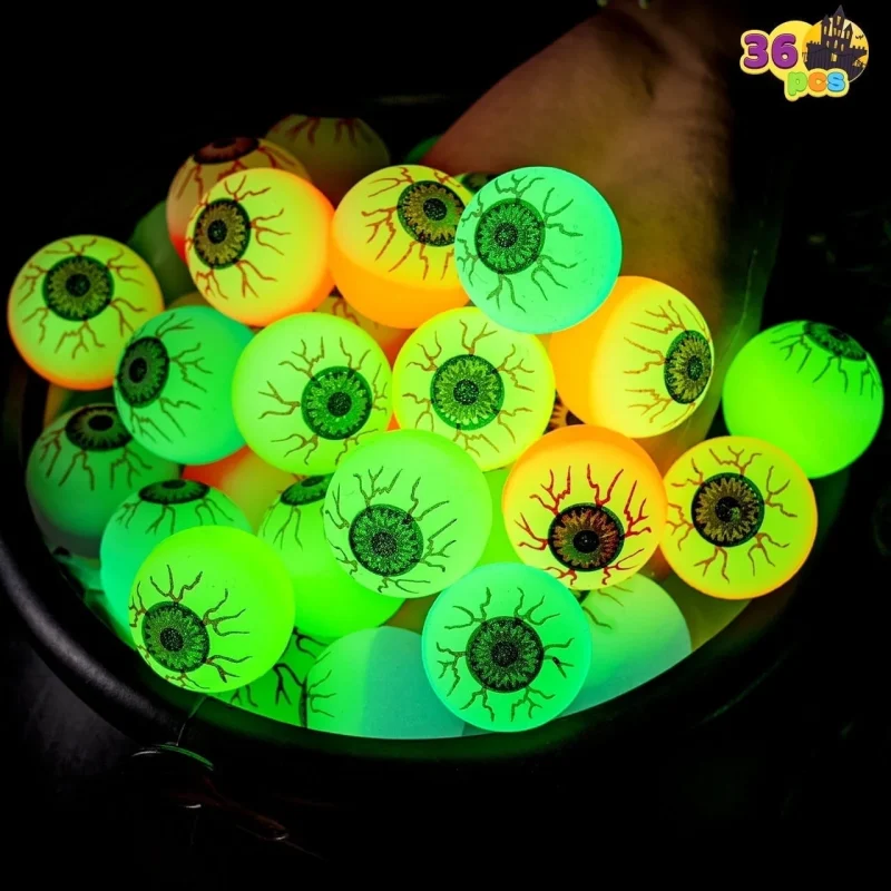 Joyfy 36 Pcs Halloween Bouncy Balls, Glow in The Dark Bouncy Balls Halloween Toys for Kids, for Trick or Treaters, Hallo