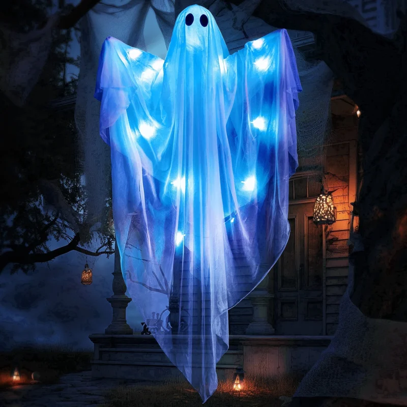 Joyfy 47" Halloween Hanging Light up Ghost Decorations Outdoor