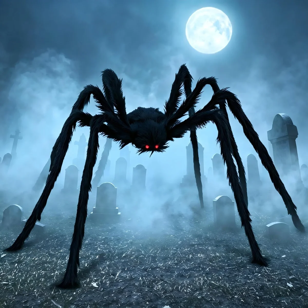 Joyfy 5 ft Scary Giant Spider Halloween Decorations Outdoor, Poseable Spider Lifelike Hairy Prop for Yard, Haunted House