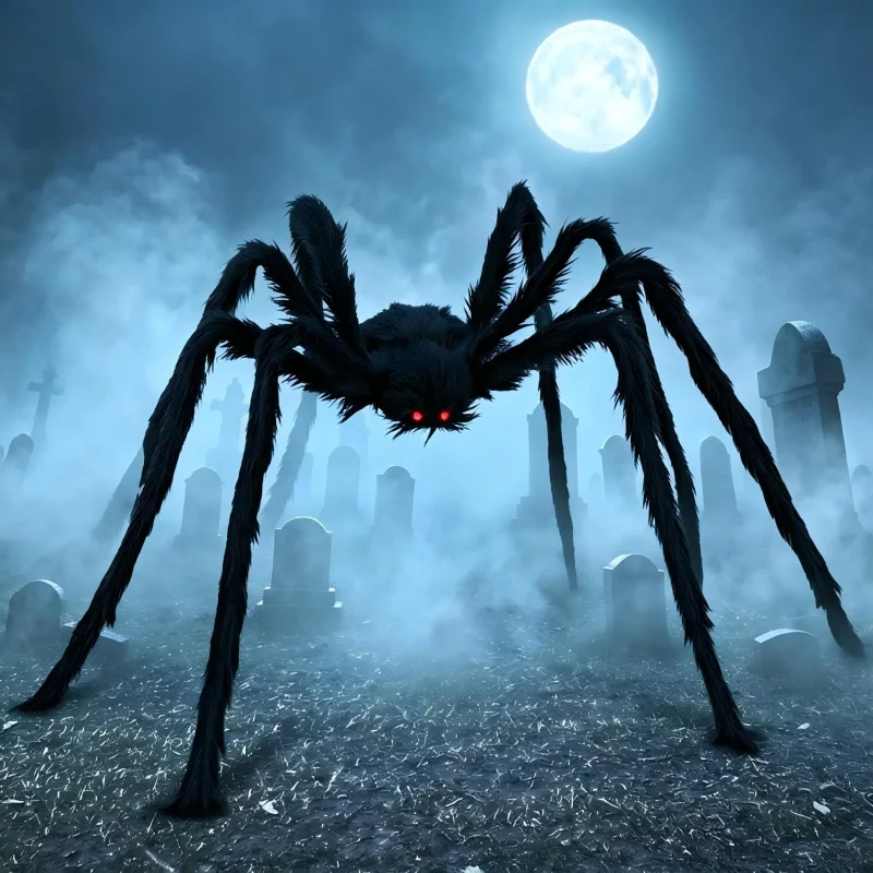 Joyfy 5 ft Scary Giant Spider Halloween Decorations Outdoor, Poseable Spider Lifelike Hairy Prop for Yard, Haunted House