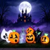 Joyfy 7 ft Halloween Inflatable Long Pumpkin with Witch's Cat Decorations Inflatables with Build-in LEDs, Halloween Deco