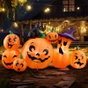 Joyfy 7 ft Halloween Inflatable Long Pumpkin with Witch's Cat Decorations Inflatables with Build-in LEDs, Halloween Deco