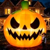 Joyfy 7 ft Halloween Inflatable Long Pumpkin with Witch's Cat Decorations Inflatables with Build-in LEDs, Halloween Deco