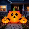 Joyfy 7 ft Halloween Inflatable Long Pumpkin with Witch's Cat Decorations Inflatables with Build-in LEDs, Halloween Deco